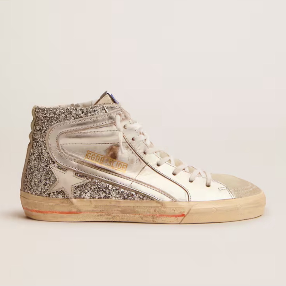 Golden Goose Slide Silver & Glitter Sneaker